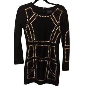 Piazza Sempione Dress with Gold Studded Design; Cocktail Designer Mini Glam